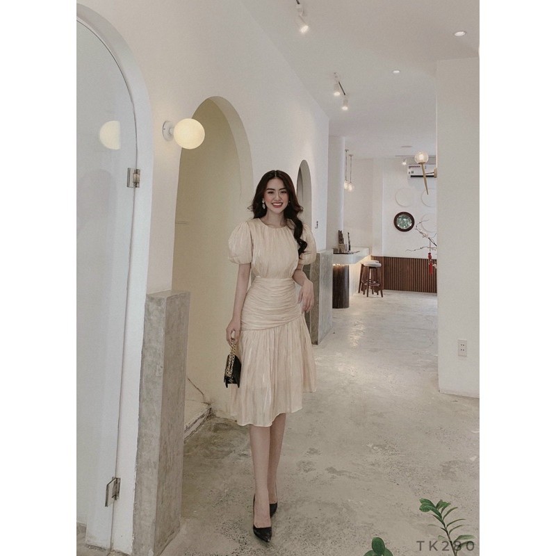 Đầm Dự Tiệc Đầm Thiết Kế Tùng Xòe Tay Phồng Nhún Eo Tôn Dáng Đẹp Xuất Sắc HNK309 | BigBuy360 - bigbuy360.vn