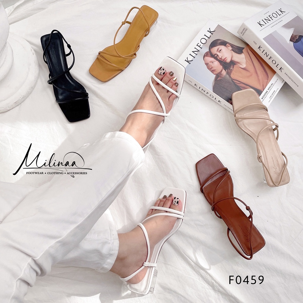 GIÀY SANDAL NỮ GÓT TRONG 4P QUAI CHỮ Z MÃNH F0459