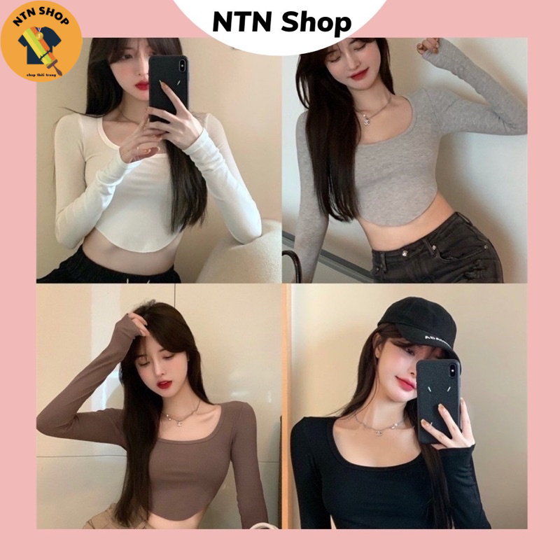 Áo CropTop Tay Dài Vạt Bầu (al)