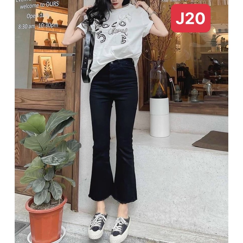 Sale! Quần jean nữ ống loe lưng cao, quần bò loe nhẹ ống suông cao cấp J20 | BigBuy360 - bigbuy360.vn
