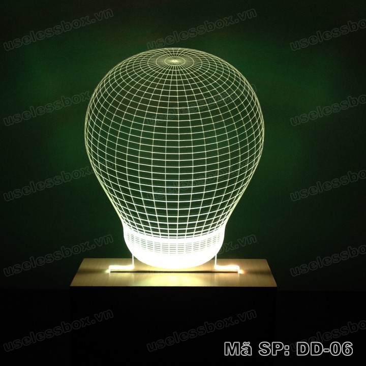 Đèn ngủ 3D đế gỗ❤️FREESHIP❤️ - Hình bóng đèn Bulb - 16 màu có remote