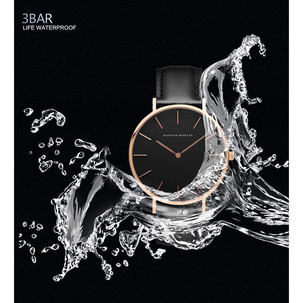 Đồng hồ nữ siêu mỏng HANNAH MARTIN CH36 siêu mỏng hàng chính hãng máy Nhật cao cấp dây da sang trọng