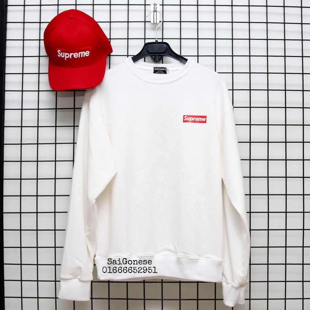 Áo Tay Dài Sweater Nam Nữ Nỉ Bông Supreme Mini Unisex | BigBuy360 - bigbuy360.vn