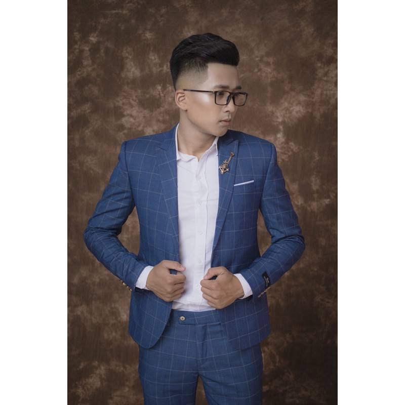 Áo vest kẻ caro màu xanh siêu sale