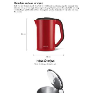 Ấm siêu tốc 1.7l lock&lock lõi thép không gỉ