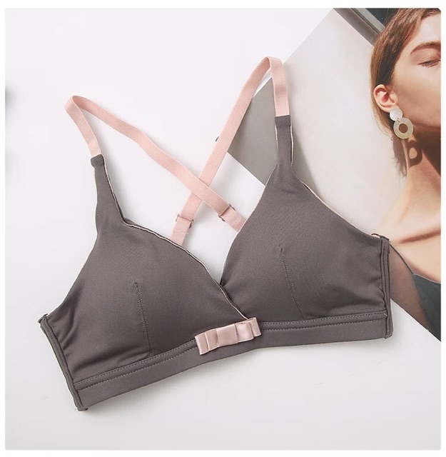 Bralette Nơ Cotton Mịn Dây Chéo Sau B046