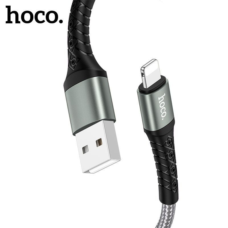 Cáp sạc 3A Hoco DU19 dây Nylon cao cấp cho 11/12/13 chiều dài 1M ( Xám )