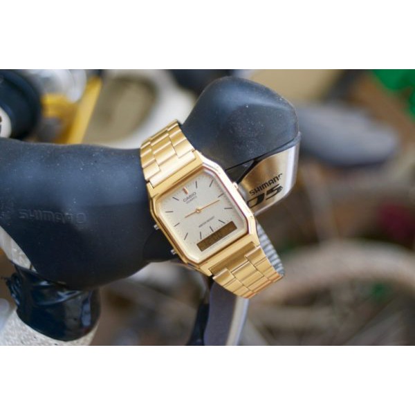 Đồng hồ nam / nữ Casio AQ-230GA-9BMQ Chính hãng - Dây kim loai - Mạ Vàng - Mặt trắng