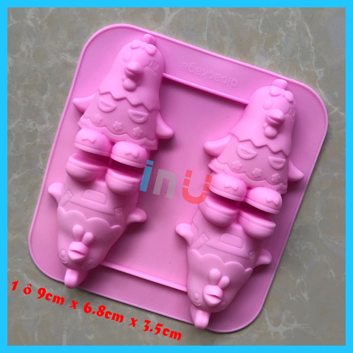 HCM - Khuôn silicon hoạt hình Khỉ, Gà, Heo, Doremon đổ rau câu pudding, nướng bánh bông lan