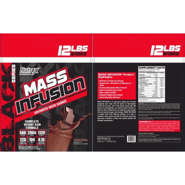 Sữa Dinh Dưỡng tăng cân nhanh Nutrex Mass Infusion 12 lbs (5.6kg)