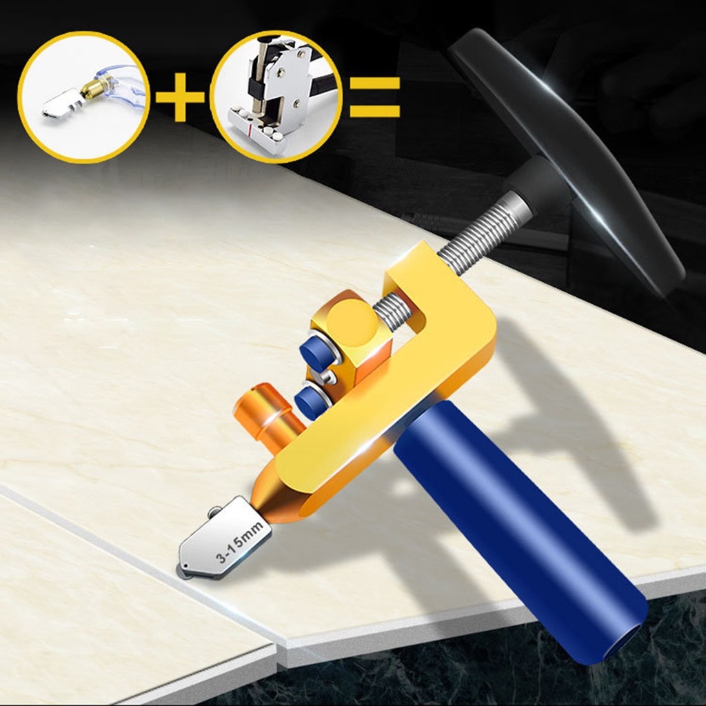 Dao Cắt Gạch Men 2 Trong 1, Cắt Kính Đa Năng  Hộp Gồm 1 Máy Và 3 Lưỡ