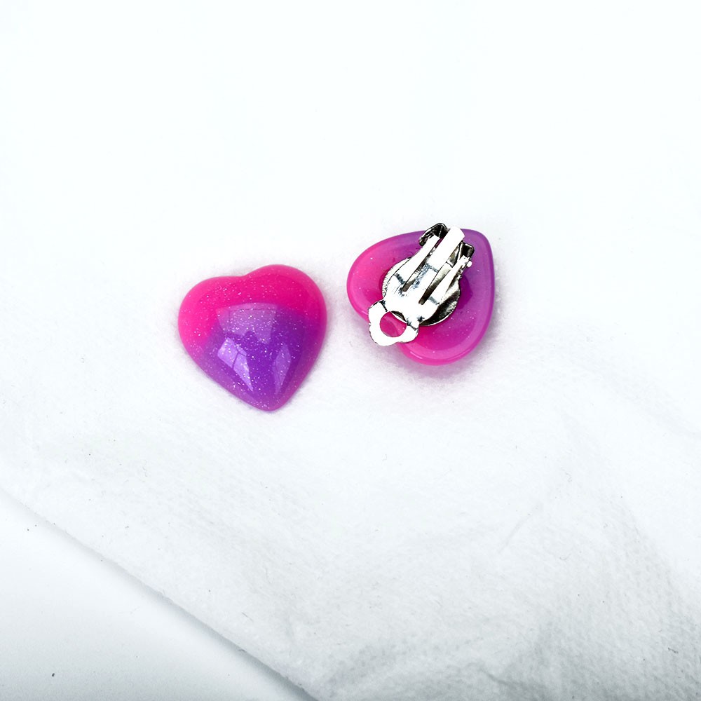 Khuyên Kẹp Vành Tai Không Xỏ Lỗ Hình Trái Tim Lớn Bằng Nhựa Resin Cho Nữ