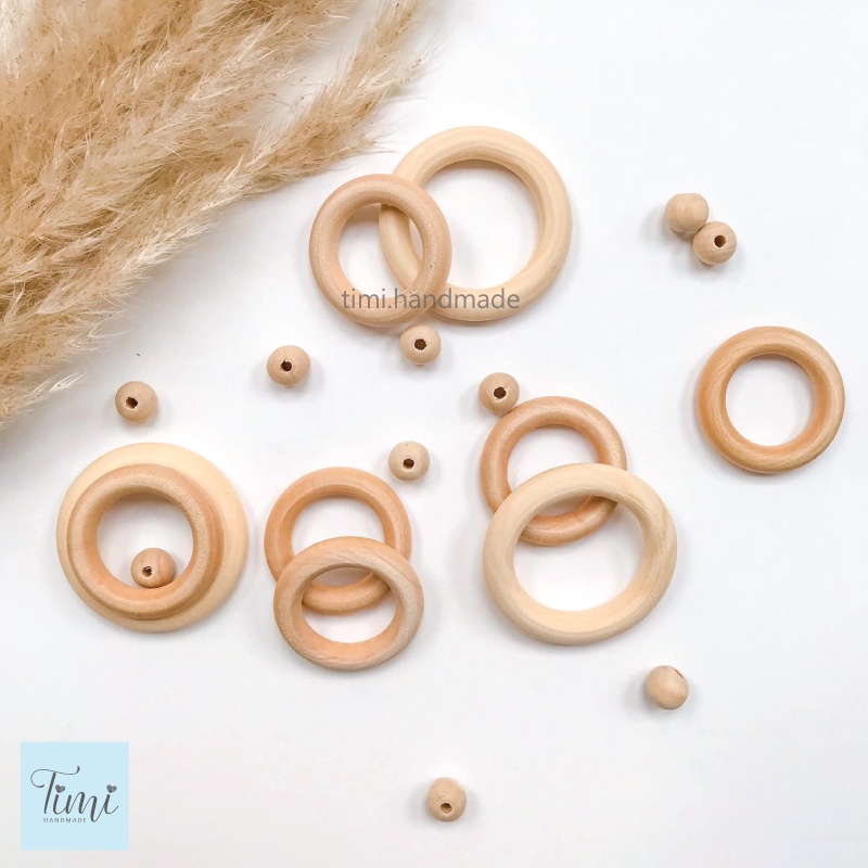 1 vòng gỗ mộc nhiều size 3/5/6/7/10cm làm đồ thủ công, macrame, treo nôi, trang trí chụp ảnh
