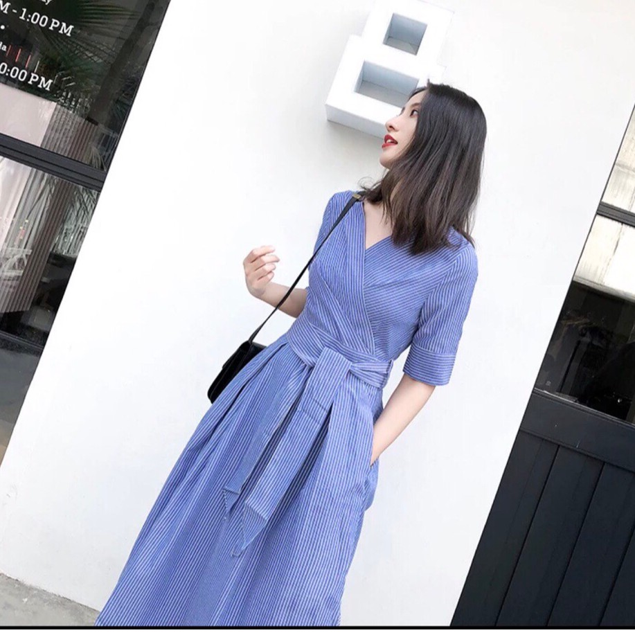 Đầm kẻ sọc Topshop Striped Midi Dress with Belt