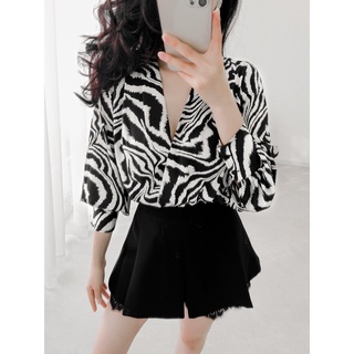 Áo kimono masara ngựa vằn đen