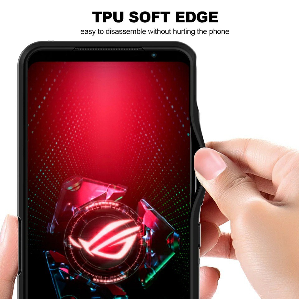 Ốp lưng Rog Phone 5 / 5 Pro chống sốc thể thao lưng trong viền màu cao cấp