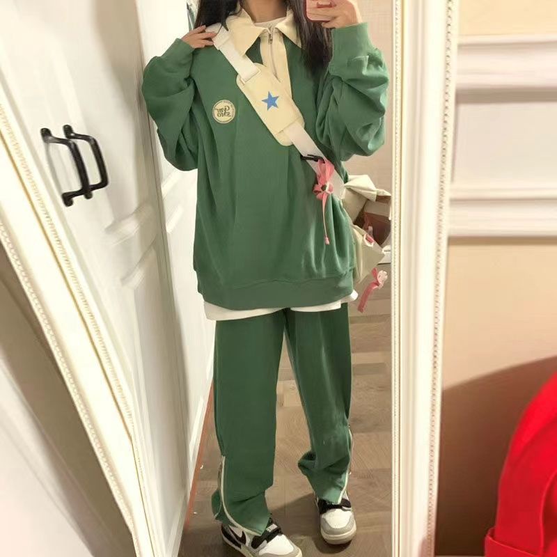 Áo Sweater Dáng Rộng Cổ Phối Khóa Kéo Nửa Phong Cách Hàn Quốc Thời Trang 2022