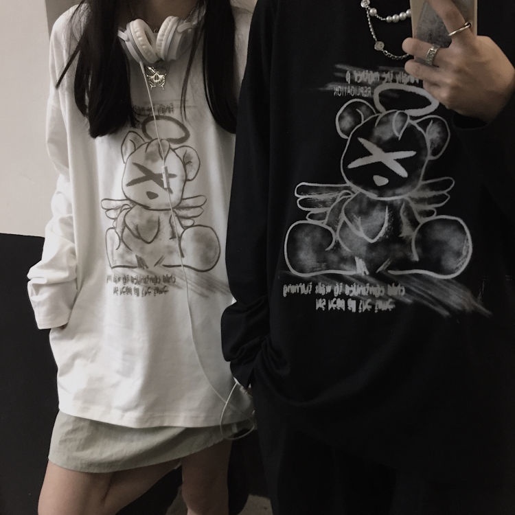 [Mã 11FASHIONSALE1 giảm 10K đơn 50K] 【Keroro】ÁO phông dài tay nam nữ form rộng hoạt tiết gấu đáng yêu mặc đôi siêu đẹp | BigBuy360 - bigbuy360.vn