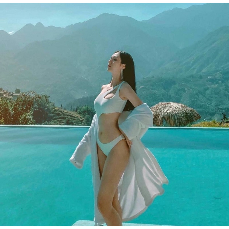 [ FREESHIP+ MẪU HOT] Bikini liền thân cut eo phá cách màu trắng