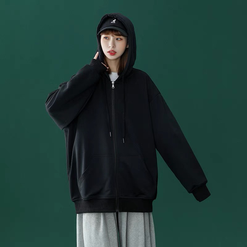 (Video+Ảnh Thật) Áo Khoác Nỉ Khóa Zip Oversize- Hoodie dáng thụng form rộng dài tay, kiểu dáng basic, thiết kế trẻ trung | BigBuy360 - bigbuy360.vn