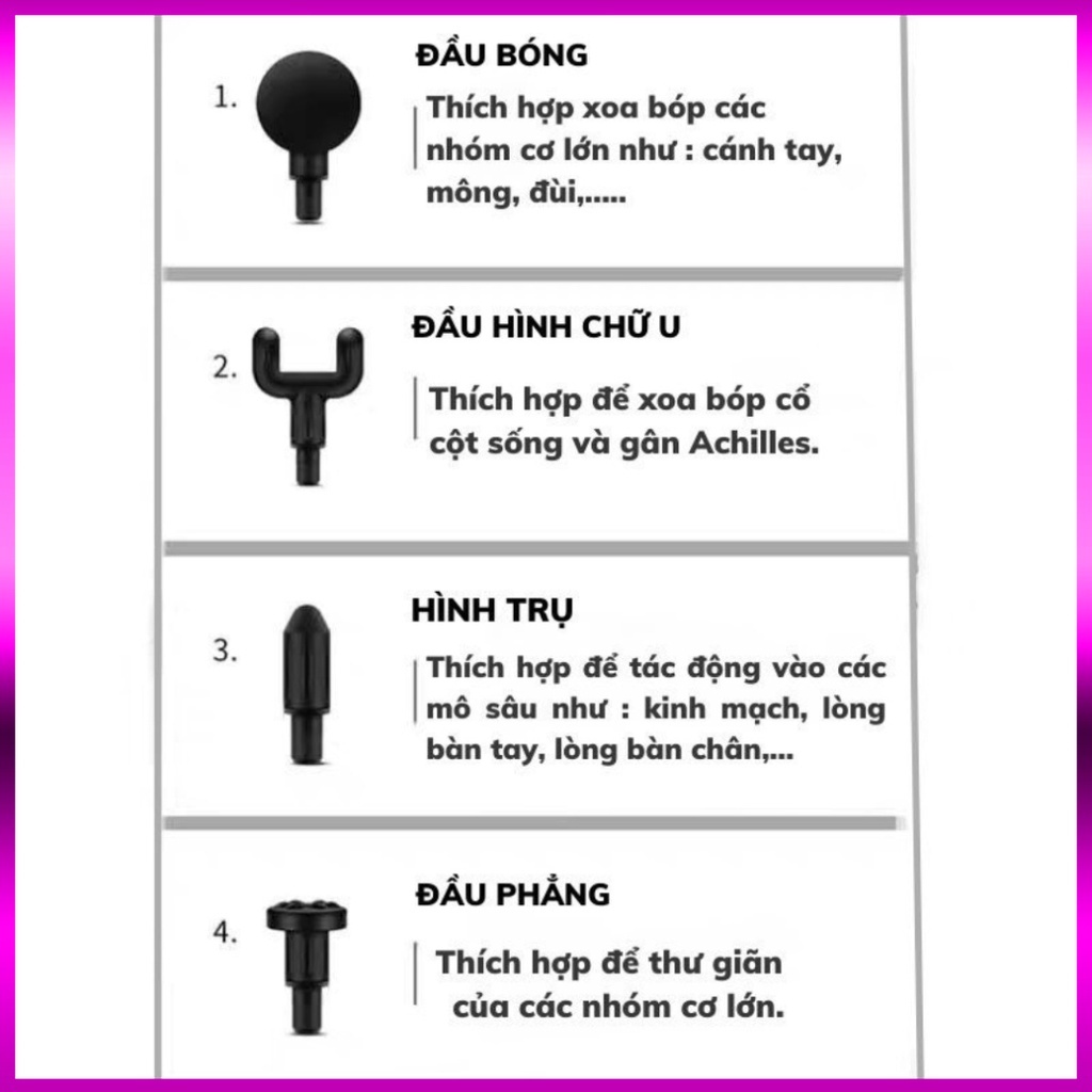 Máy massage cầm tay mini - Máy đấm lưng mát xa trị liệu cổ vai gáy 4 đầu 6 chế độ