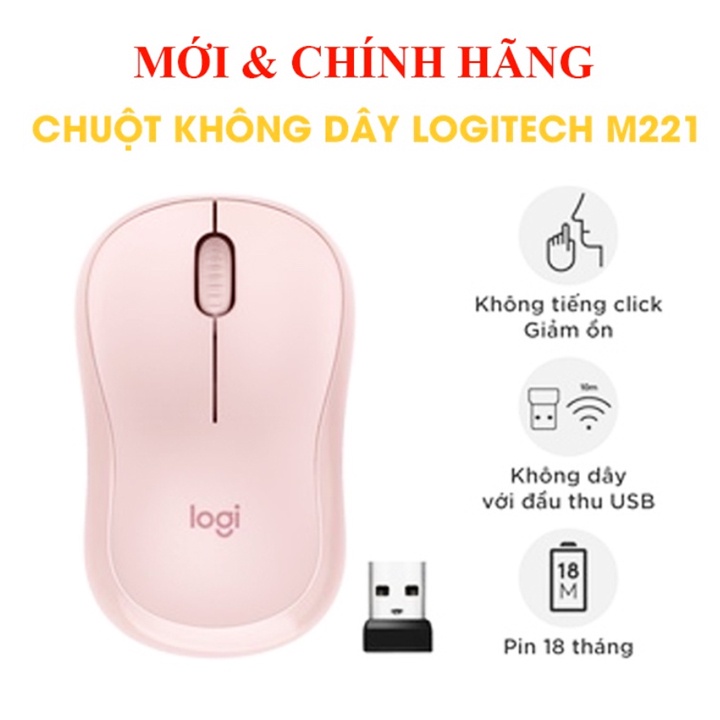 Chuột không dây Logitech M220 (Model 2021), M221 Silent giảm 90% tiếng ồn