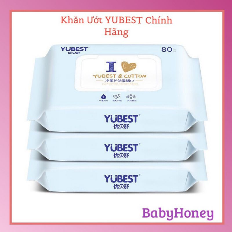 Khăn ướt Cao Cấp Yubest Chính Hãng, Gói 80 tờ