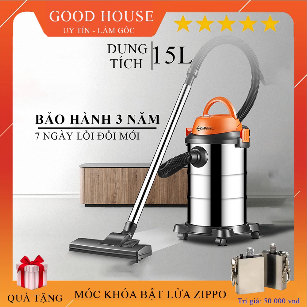 Máy hút bụi gia đình, công nghiệp công suất lớn 1200W, dung tích 15L tích hợp 3 chế độ Khô- Ướt- Thổi. BẢO HÀNH 3 NĂM