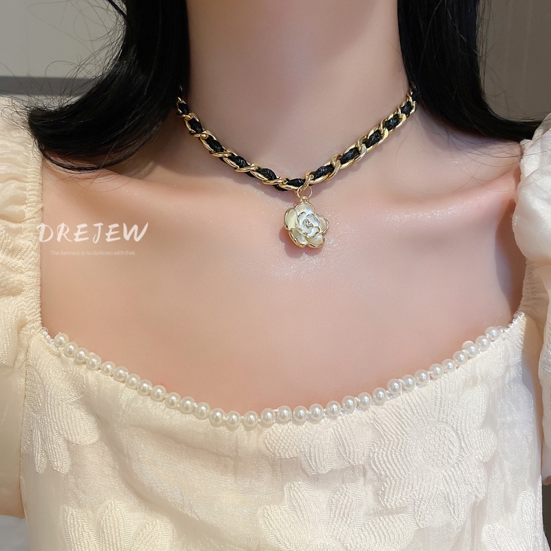 Vòng Cổ Da Đính Đá Họa Tiết Hoa Phong Cách Âu Mỹ Cổ Điển Thời Trang