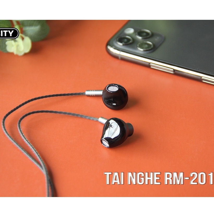 Tai Nghe Có Dây Nhét Tai Chân 3.5mm Bass Mạnh Có Micro Chống Ồn, Chống Rối - Remax RM-201- Bảo Hành 12 Tháng