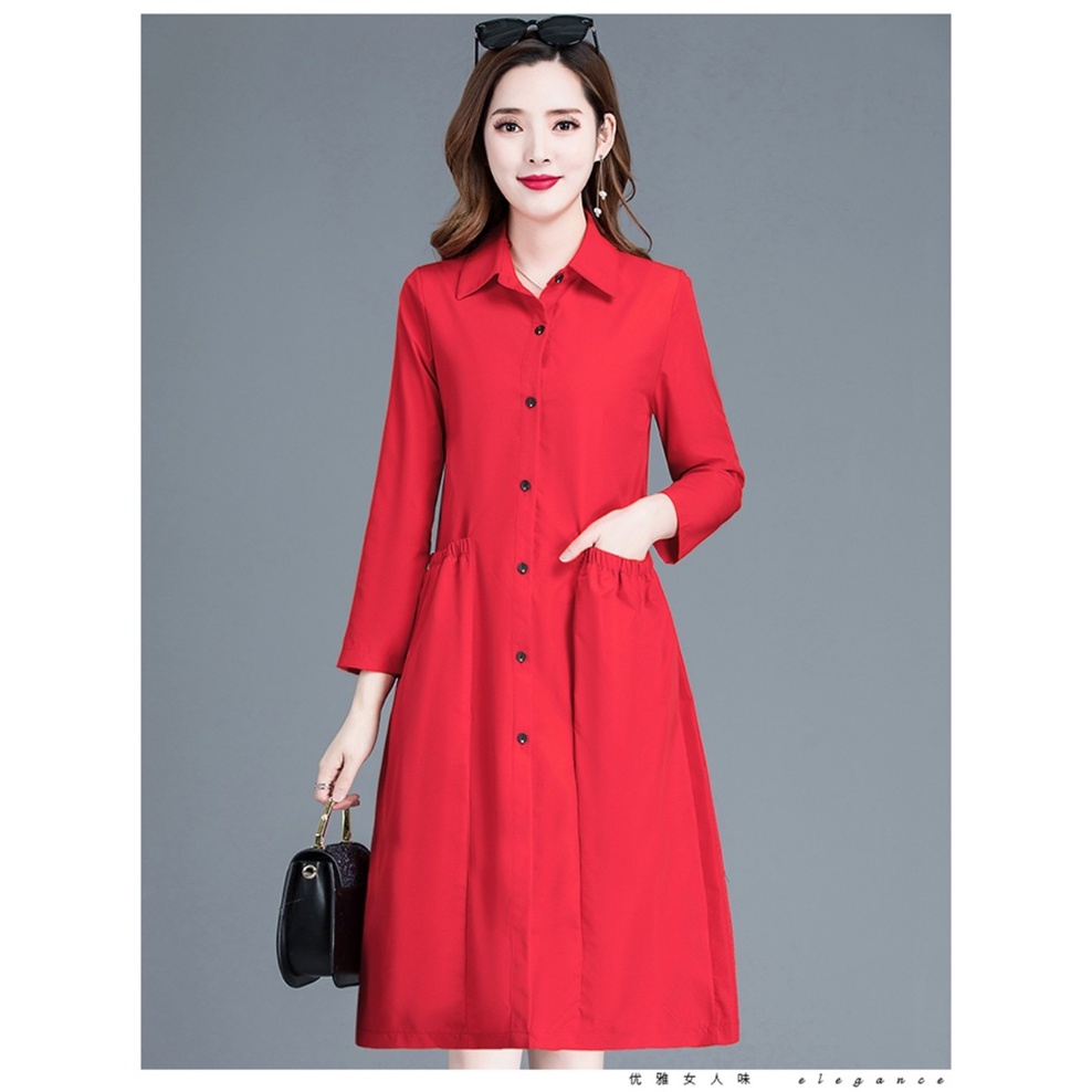 Váy sơ mi nhà Hai Boutique thiết kế 2 túi trước, áo khoác ngoài nhẹ nhàng cho nữ