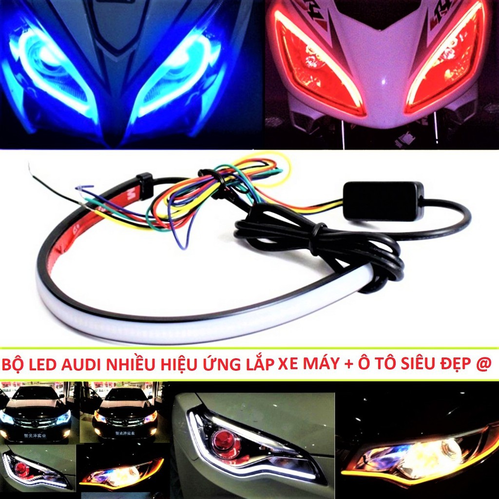 ĐÈN LED AUDI TRANG TRÍ XE MÁY Ô TÔ FULL HIỆU ỨNG CỰC CHẤT , ĐỒ CHƠI XE MÁY