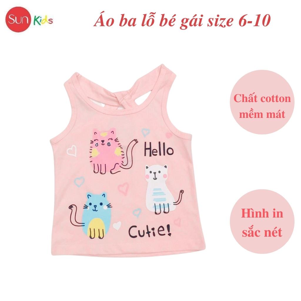 Áo thun bé gái, áo phông bé gái dáng ba lỗ, chất cotton, nhiều màu, size 6-10 - SUNKIDS