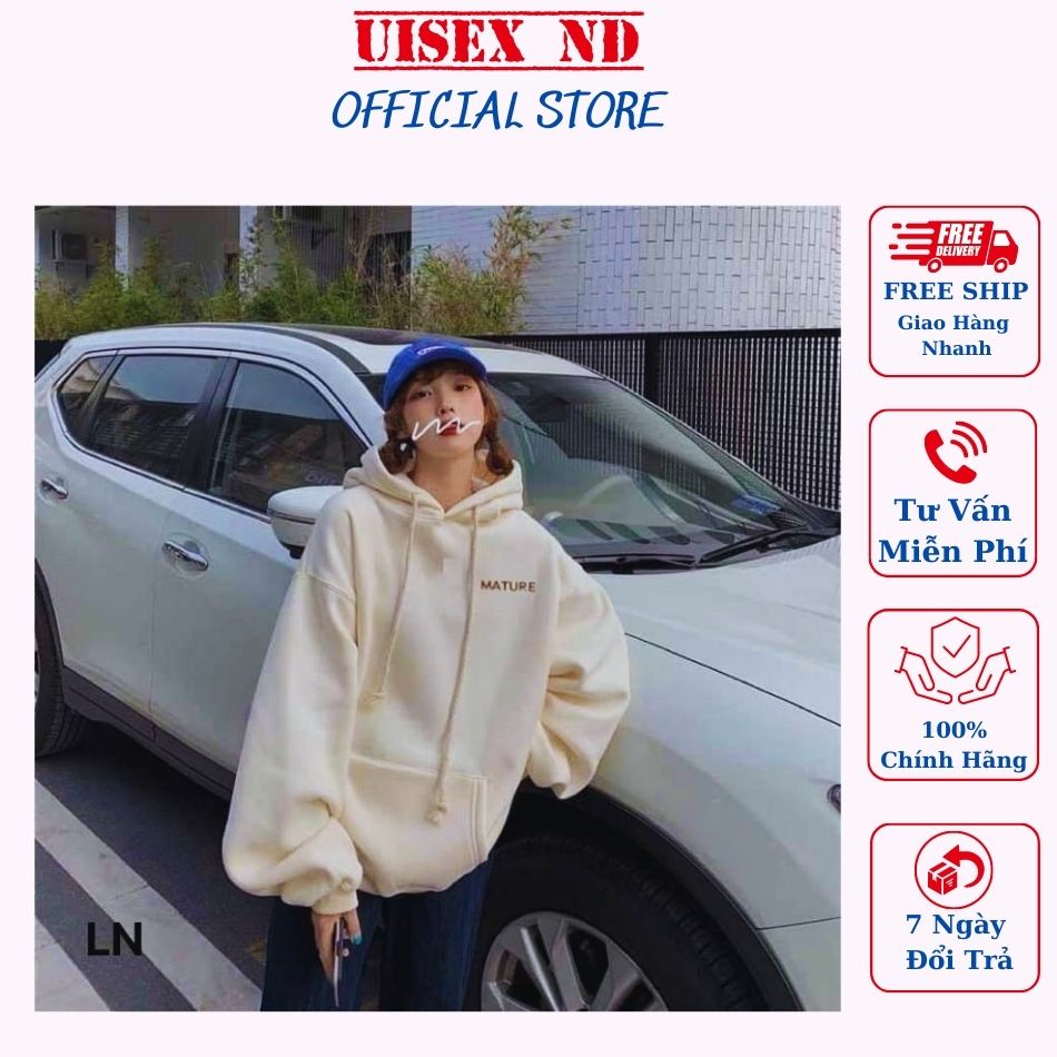 Áo Hoodie Unisex nỉ in chữ, phong cách basic, form rộng nam nữ mặc đều đẹp