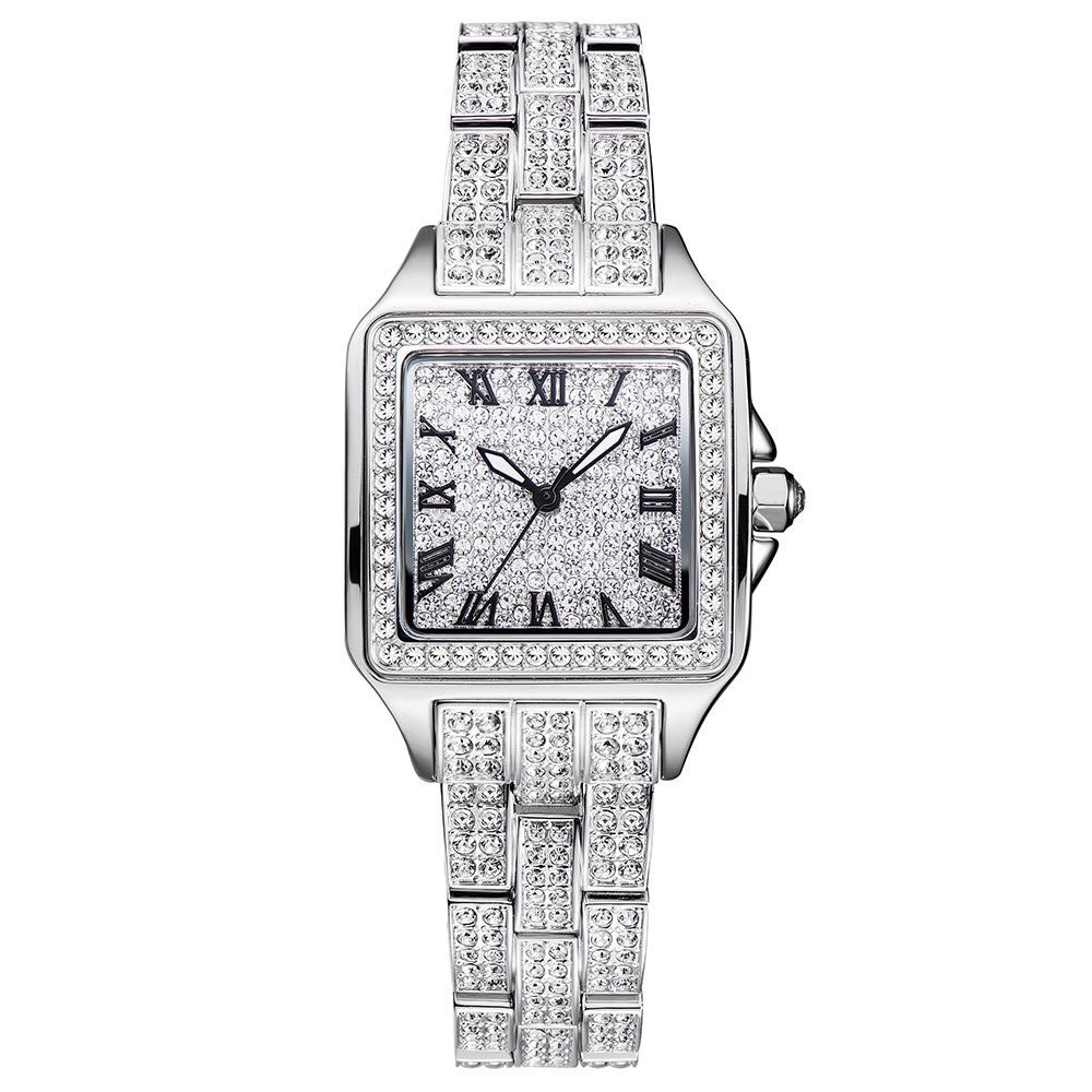 Đồng Hồ Nữ Davena Vuông Đính Đá Silver 30mm