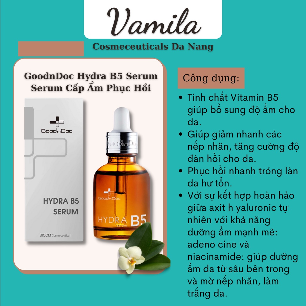 Combo Dưỡng Ẩm Cấp Ẩm Phục Hồi GoodnDoc Kem Rau Má Và Serum B5 Goodndoc