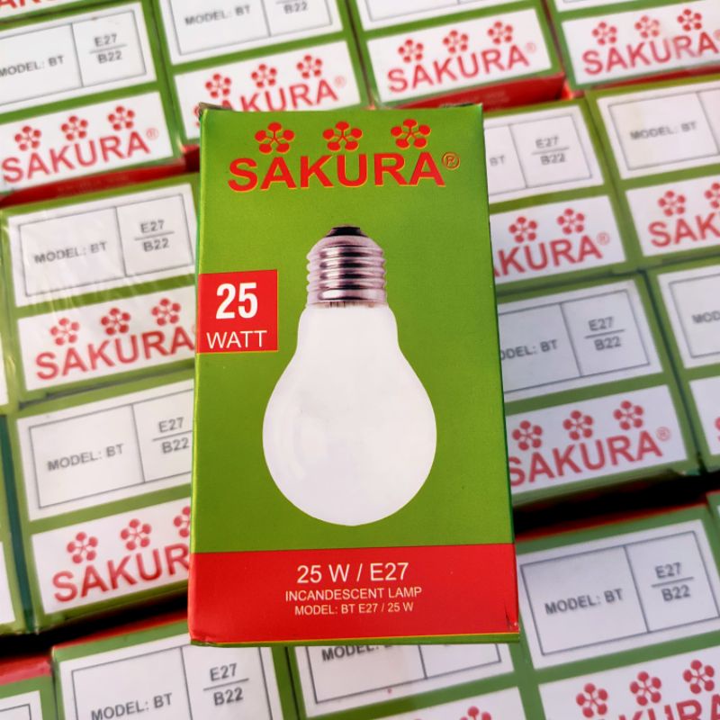 Bóng đèn sợi đốt, ánh sáng vàng Sakura đuôi đèn E27, dùng cho đèn học, sưởi ấm, đủ công suất, 25w, 40w, 60w, 100w, 200w