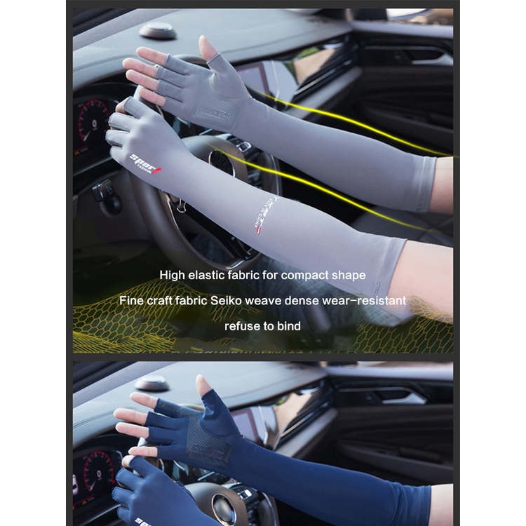 Kem Chống Nắng Chống Tia UV Găng Tay Nam Bảo Vệ Cánh Tay Tay Mùa Hè Băng Lụa Tay Lái Xe Đi Chống Trơn Trượt Câu Cá Băng Giá Tay nửa Ngón