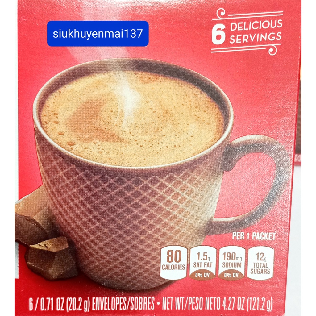 Date 1/2024 bột cacao hòa tan nestle rich milk chocolate hộp 121.2gr- 6 gói hot cocoa mix