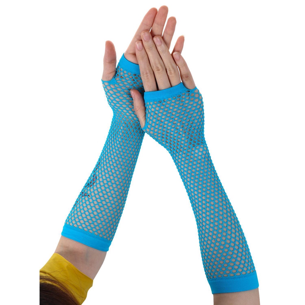 Găng Tay Lưới Hở Ngón Bằng Nylon Màu Sắc Xanh Dương Dùng Khi Nhảy Múa
