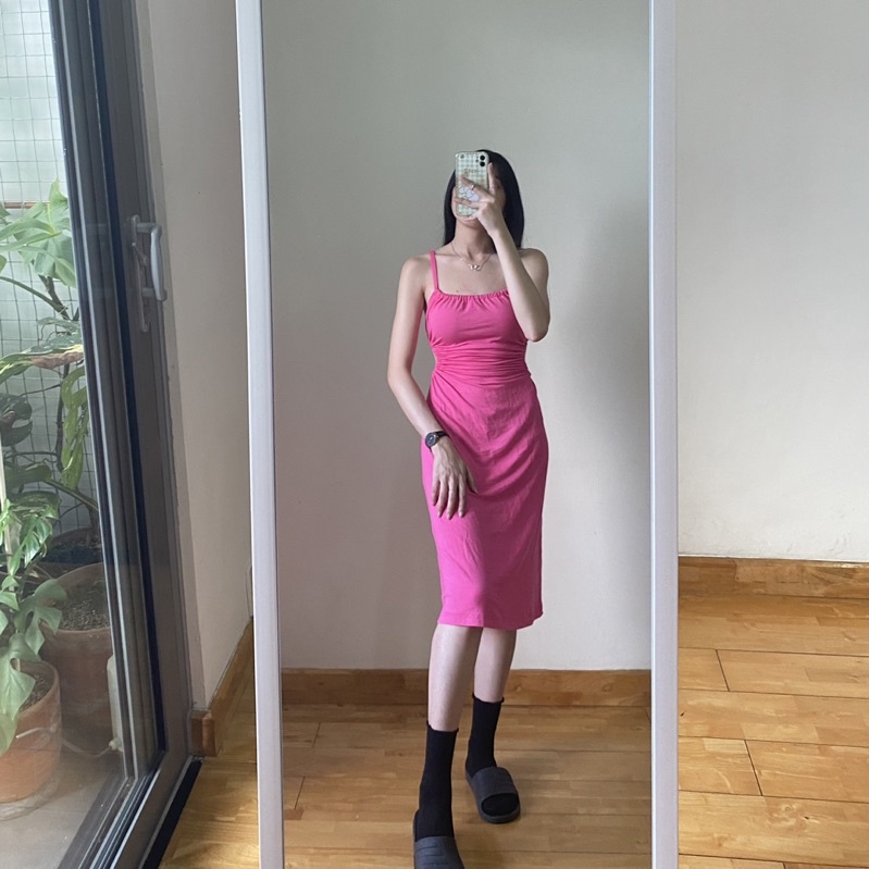Đầm hở lưng Đen Clothing hack eo siêu đỉnh Hồng Sen Trendy Hot Trend