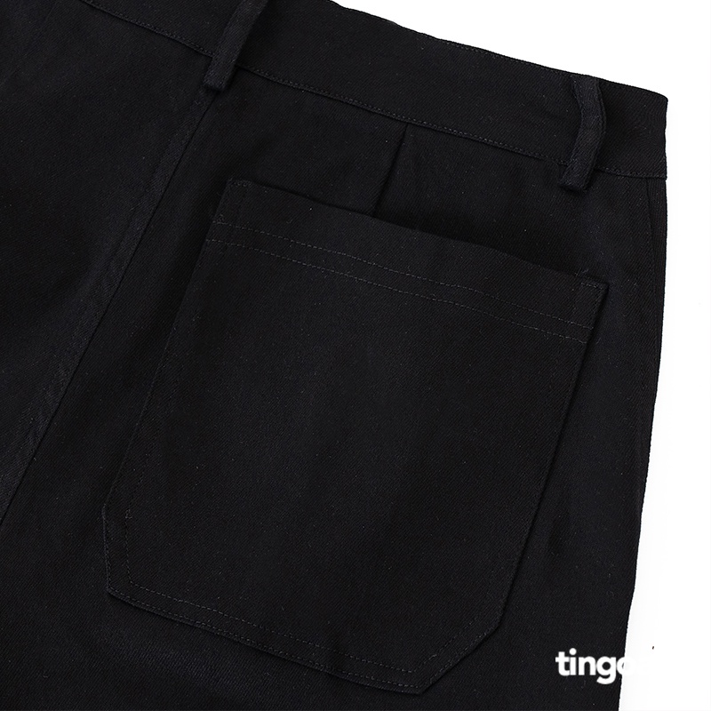 TINGOAN® - Quần dài kaki đen cạp thường ống suông túi hộp hai bên LOVE REMOVER PANTS/BL