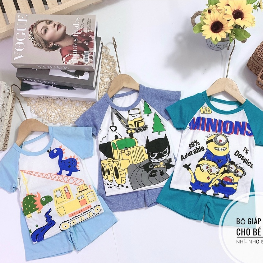 Bộ cộc tay nhiều họa tiết ngộ nghĩnh cho bé trai bé gái 7-18kg, vải cotton mềm mịn - BO90