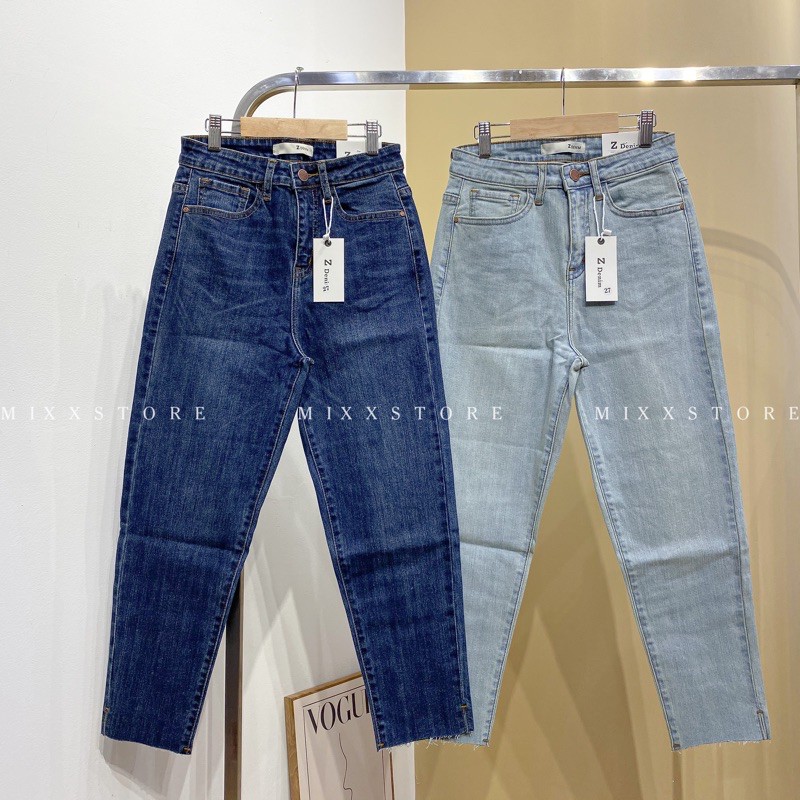 Quần Jean Nữ Baggy Lưng Cao Xẻ Lai Co Giãn Tốt Phom Lửng Phong Cách Sành Điệu Mixx Store