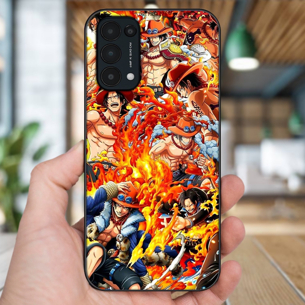 Ốp lưng Oppo Reno 5 viền đen in hình Ace One Piece