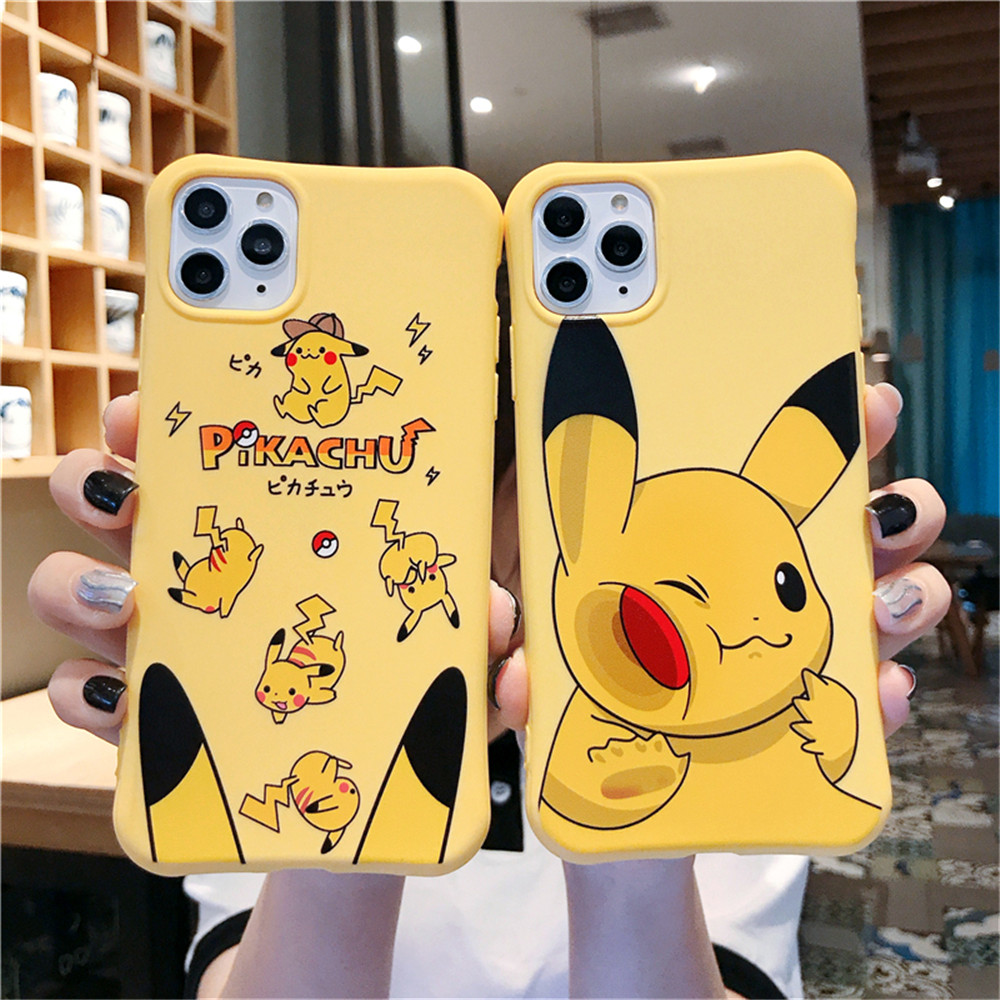 Ốp Điện Thoại Silicon Mềm Chống Rơi Hình Pikachu Màu Vàng Cho Iphone 12 Mini 12 11 Pro Max X Xr Xs Max 6 7 8 Plus Se2020