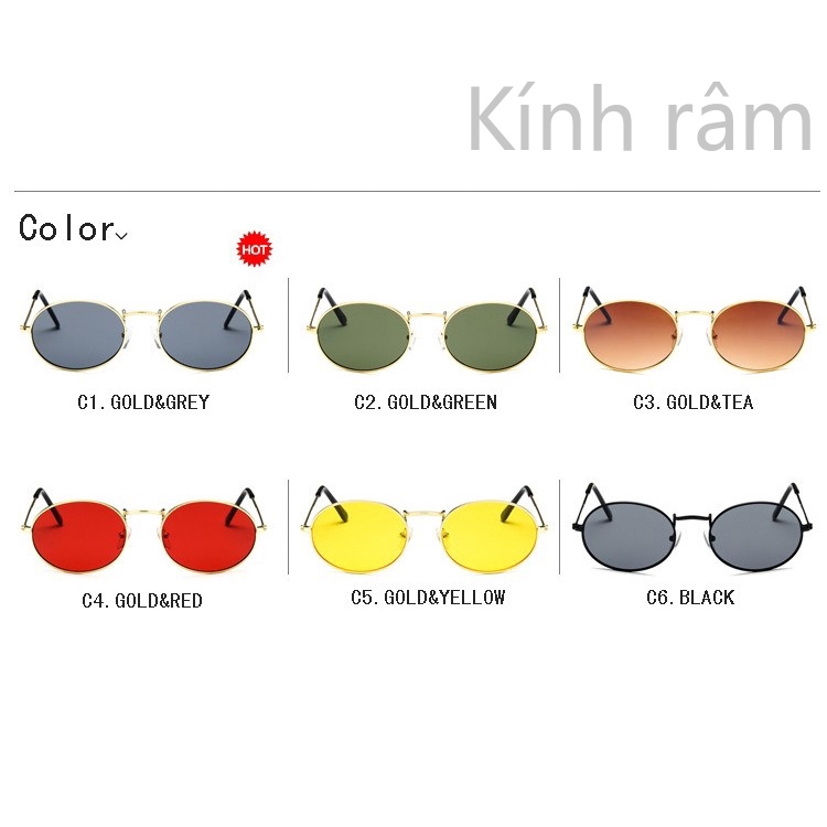 Kính mát tròng hình oval gọng thép không rỉ chất lượng cao