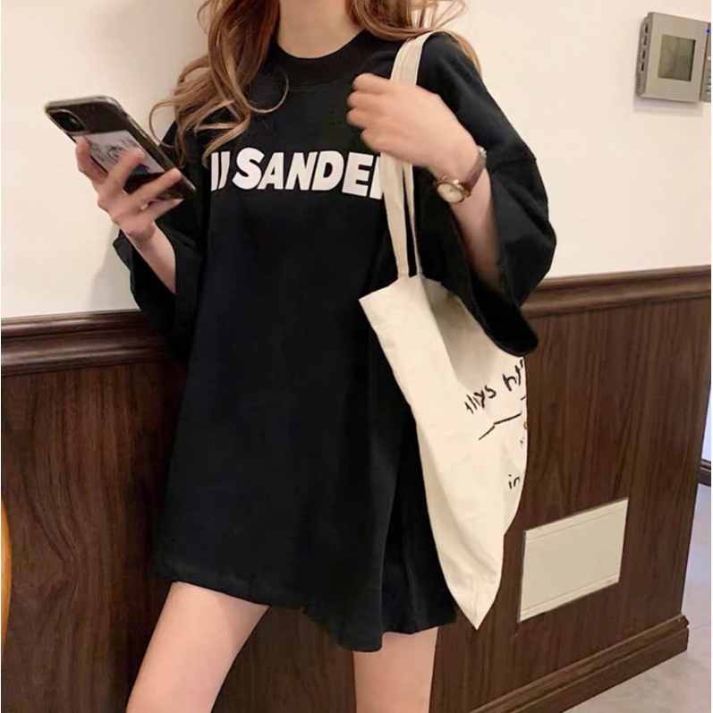 [Rẻ vô địch] Áo thun cotton tay lỡ dáng rộng unisex Jil Sander freesize 38-65kg