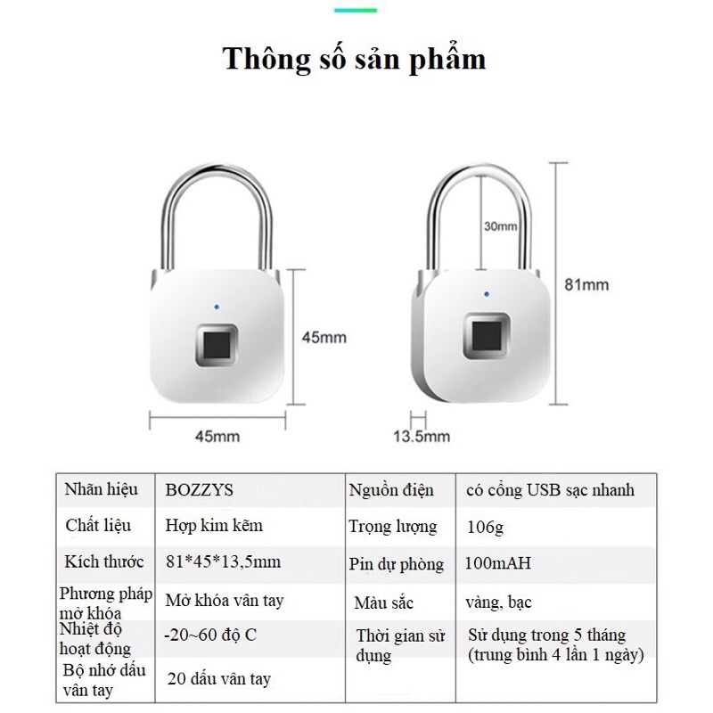 [HCM]Khoá vân tay mini chống nước kích thước lớn