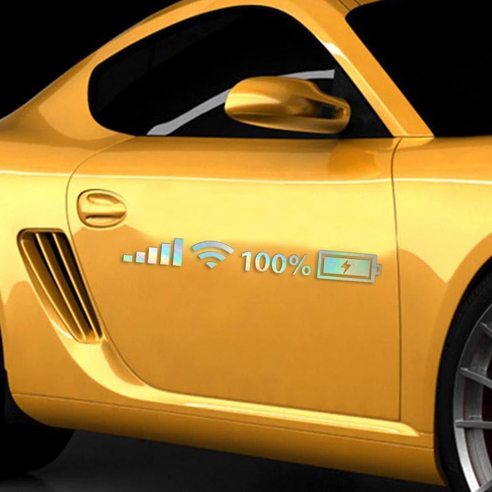 Miếng dán phản quang nhiều màu trang trí thân xe hơi hình cột sóng wifi